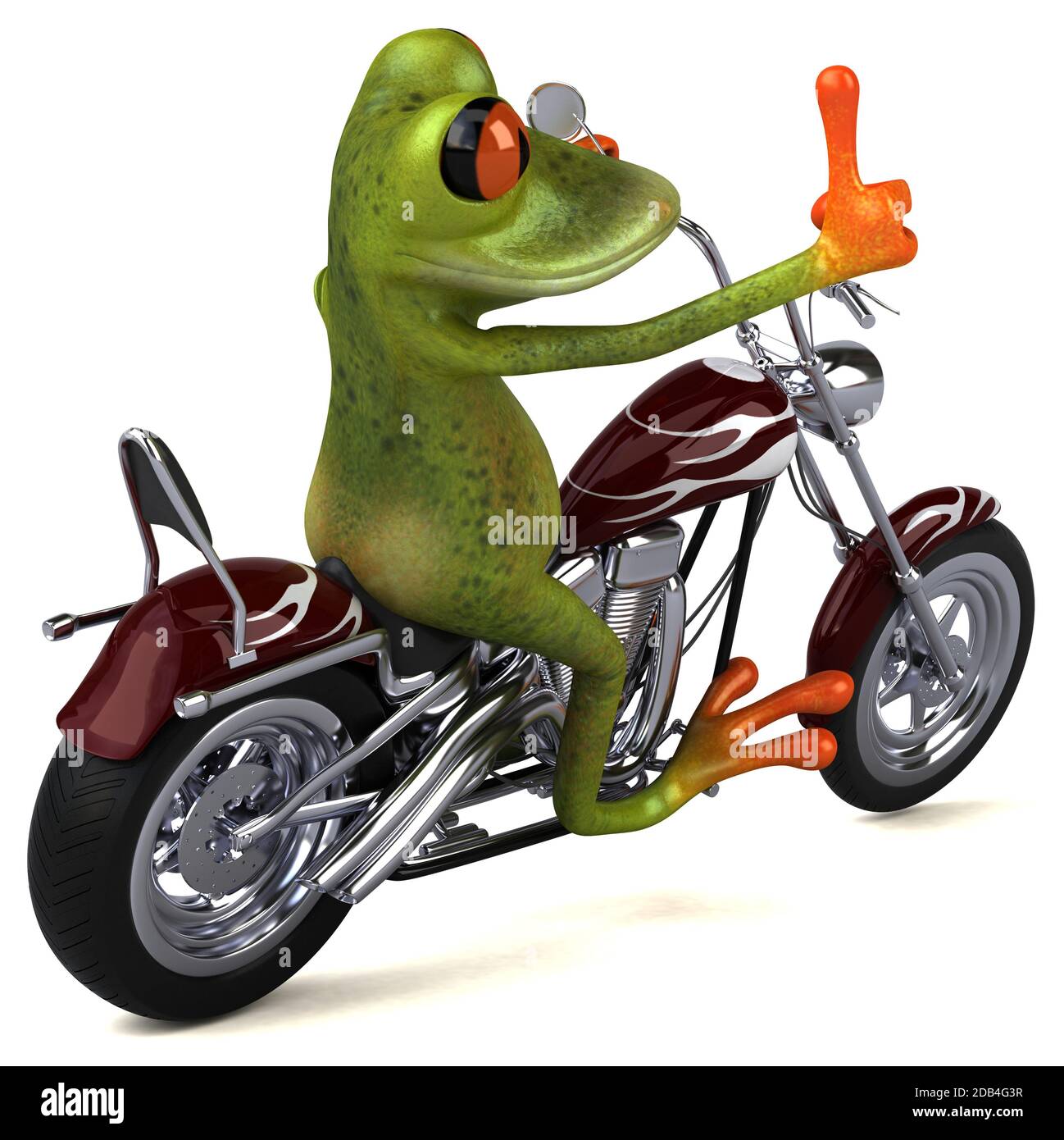 Spaß Frosch auf einem Motorrad - 3D-Darstellung Stockfoto