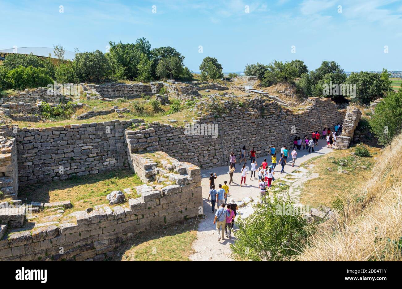 Troja, Provinz Çanakkale, Türkei. Ruinen der Ostwand der Zitadelle. Troja ist ein UNESCO-Weltkulturerbe. Stockfoto