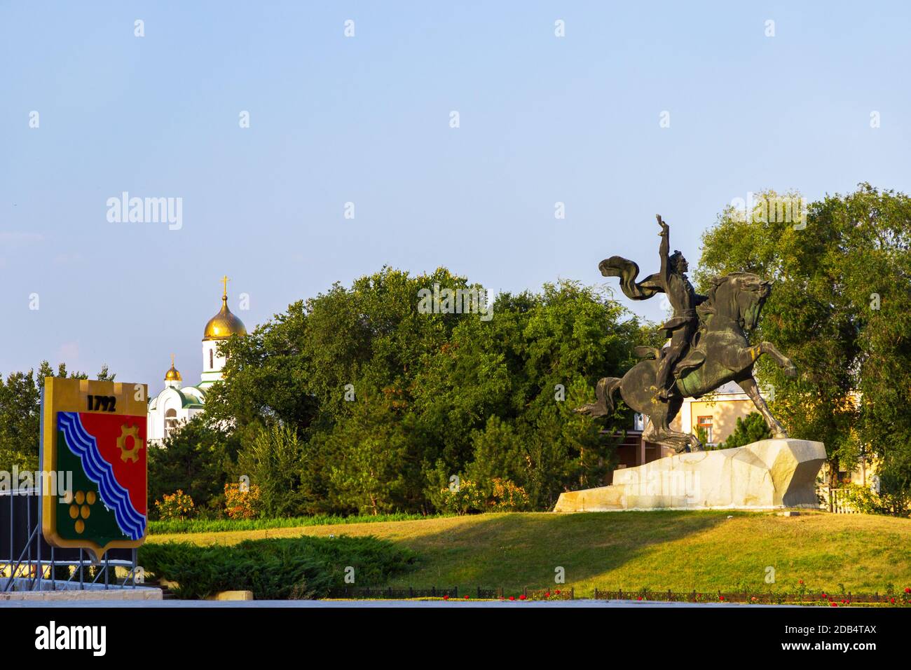 Denkmal für Alexander Suworow in Tiraspol, Transnistrien Republik Moldau. Stockfoto