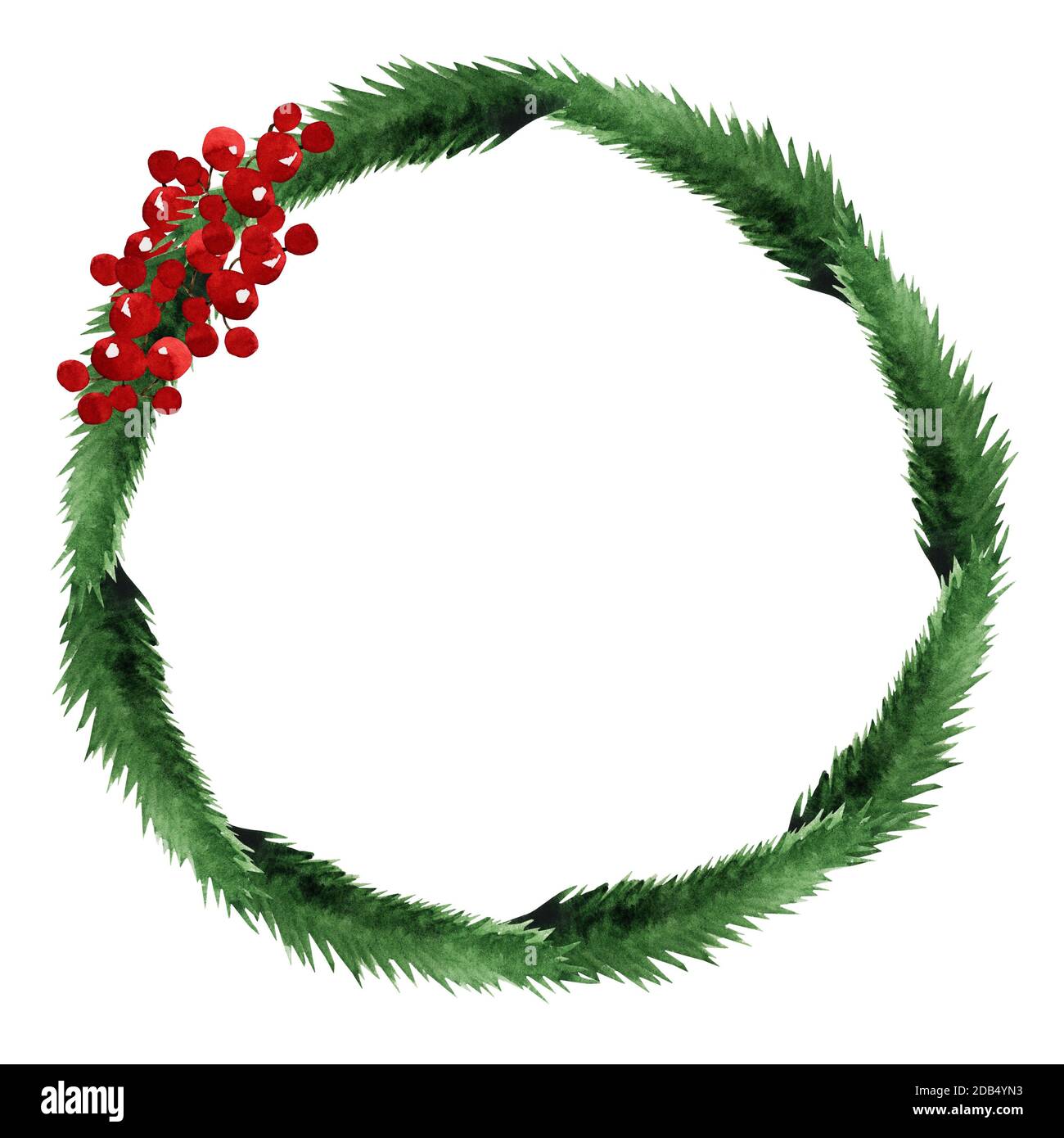 Schöne Zeichnung von Weihnachtskränzen. Nahaufnahme Stockfoto