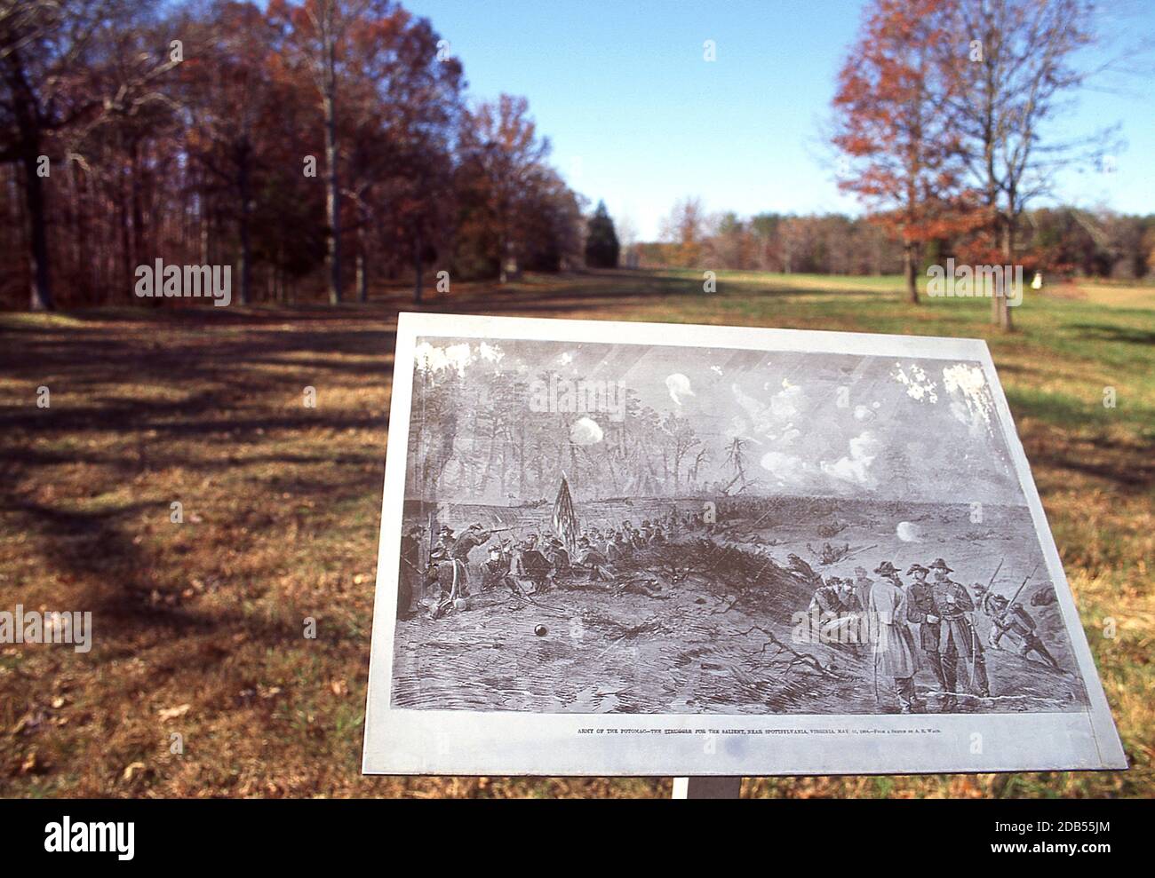 Informationboard auf Spotsylvania Schlachtfeld Virginia USA Stockfoto