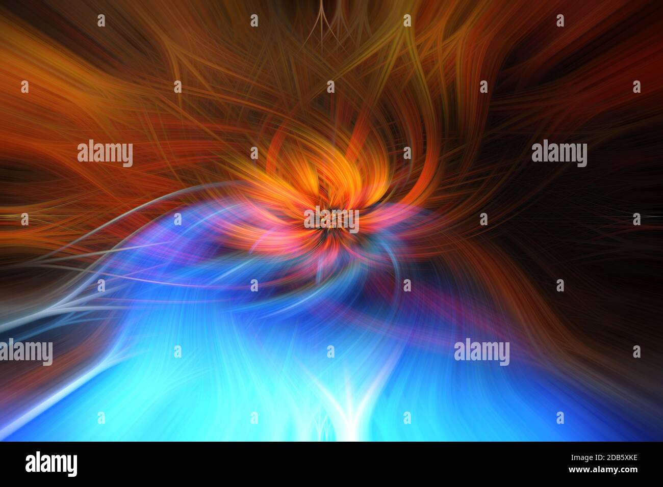 Ein abstrakter Hintergrund mit schönen orange und blauen Wellen-Effekten Stockfoto