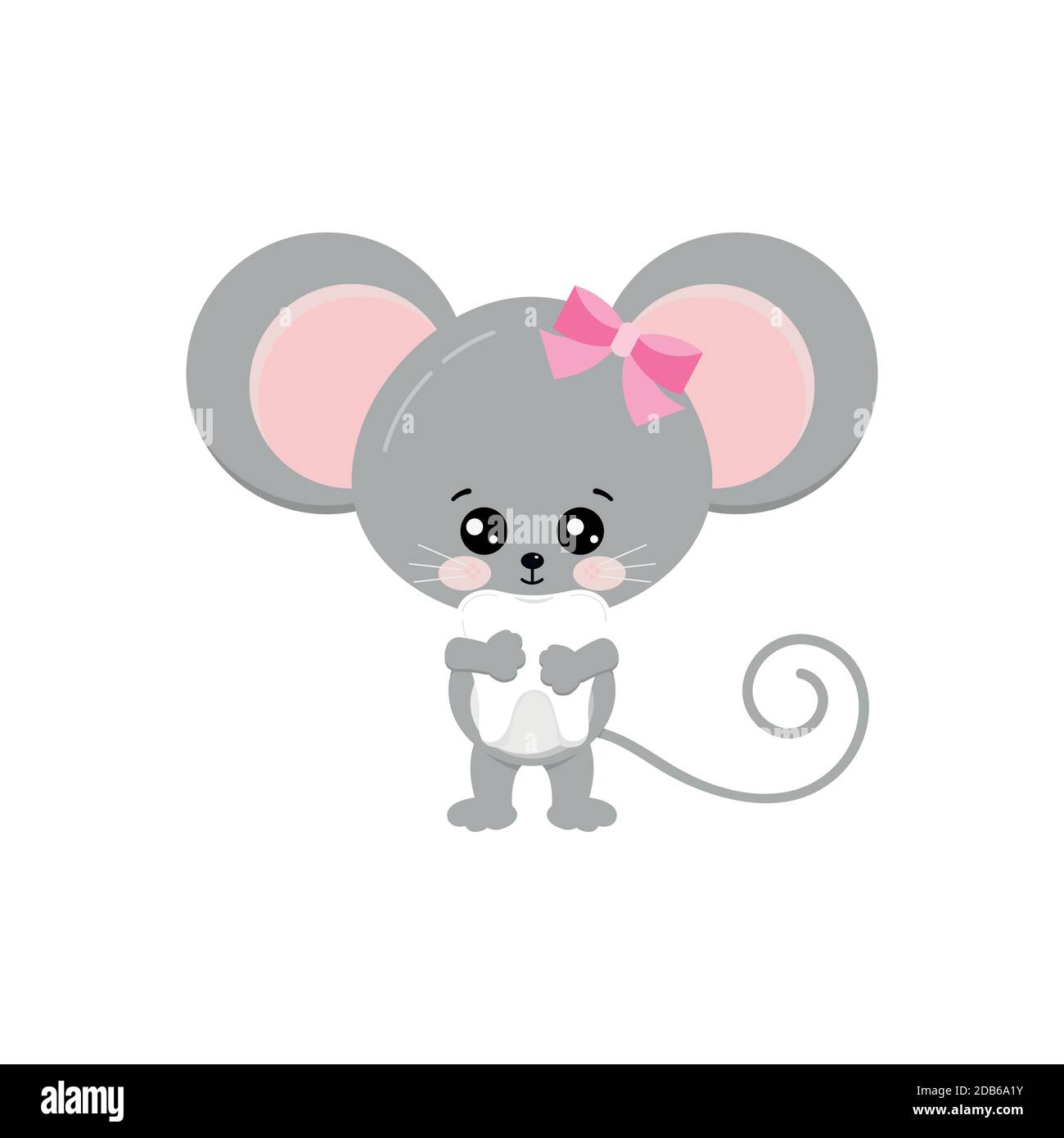 Nette Maus halten Baby Zahn in Pfoten isoliert auf weißem Hintergrund. Stock Vektor