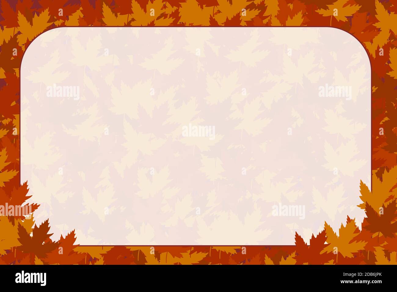 Ein Herbst lässt Urlaub Thanksgiving Illustration Szene mit abgerundeten weißen Intert und Rand mit gelben, Gold, rot, braun und orange Herbstfarben Stockfoto