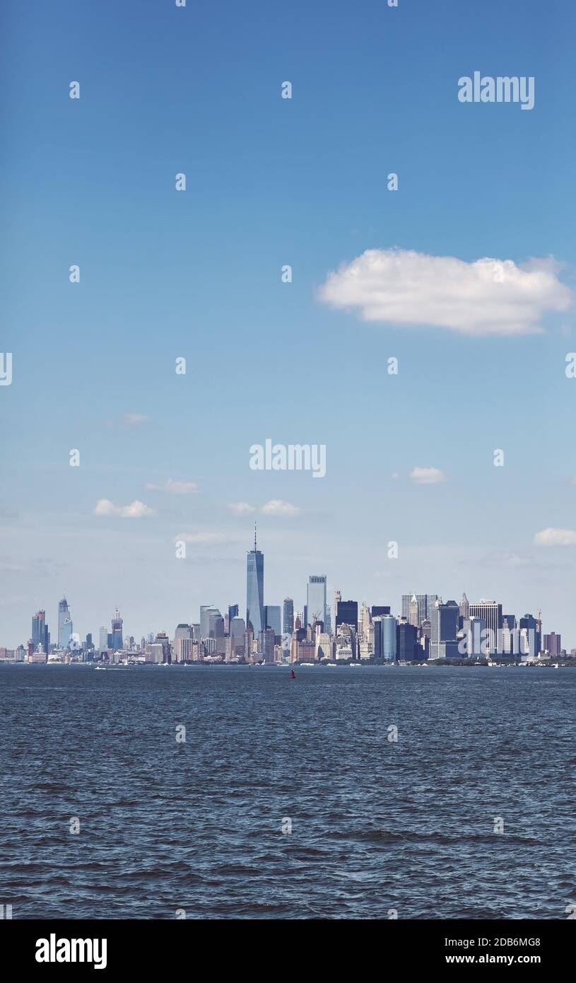 Retro getönte Bild von New York City Skyline, USA. Stockfoto