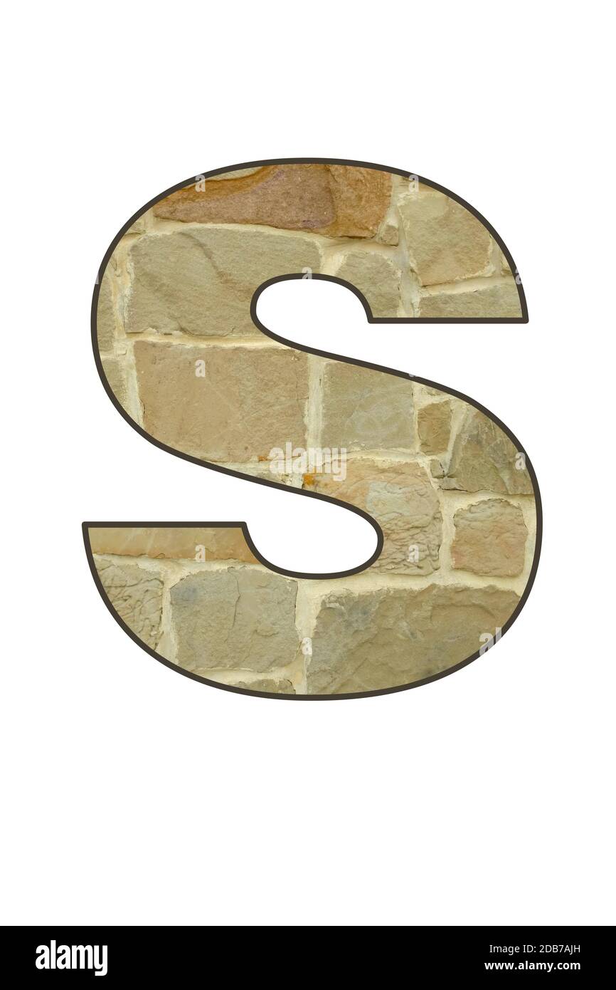 Ein Großbuchstabe S für Steinkunst mit Nahaufnahme Gebäude Wandbild und Typografie zu einem modernen und stilvollen machen alphabet Art Grafik Stockfoto