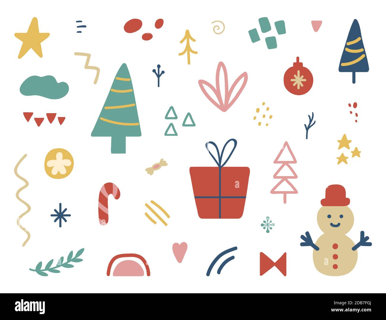 Weihnachtliche Designelemente Set. Einzigartige handgezeichnete Holiday  Kollektion. Party-Deko im Winter. Gestaltung von Social Media-Cover.  Organische Formen für die Begrüßung Stock-Vektorgrafik - Alamy