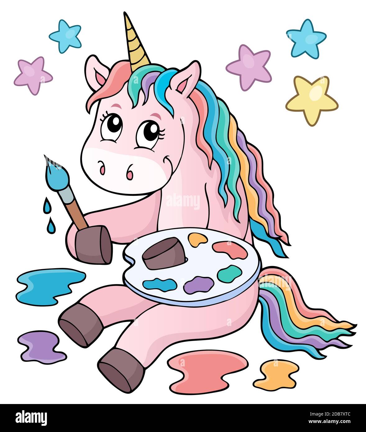 Malerei Einhorn Thema Bild 1 - Bild Illustration. Stockfoto