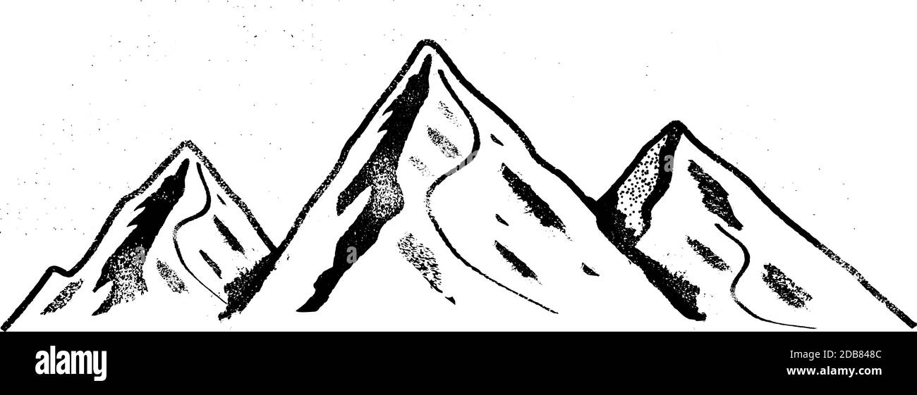 Panoramabild eines Berges auf weißem Hintergrund - Vektorgrafik Stock Vektor
