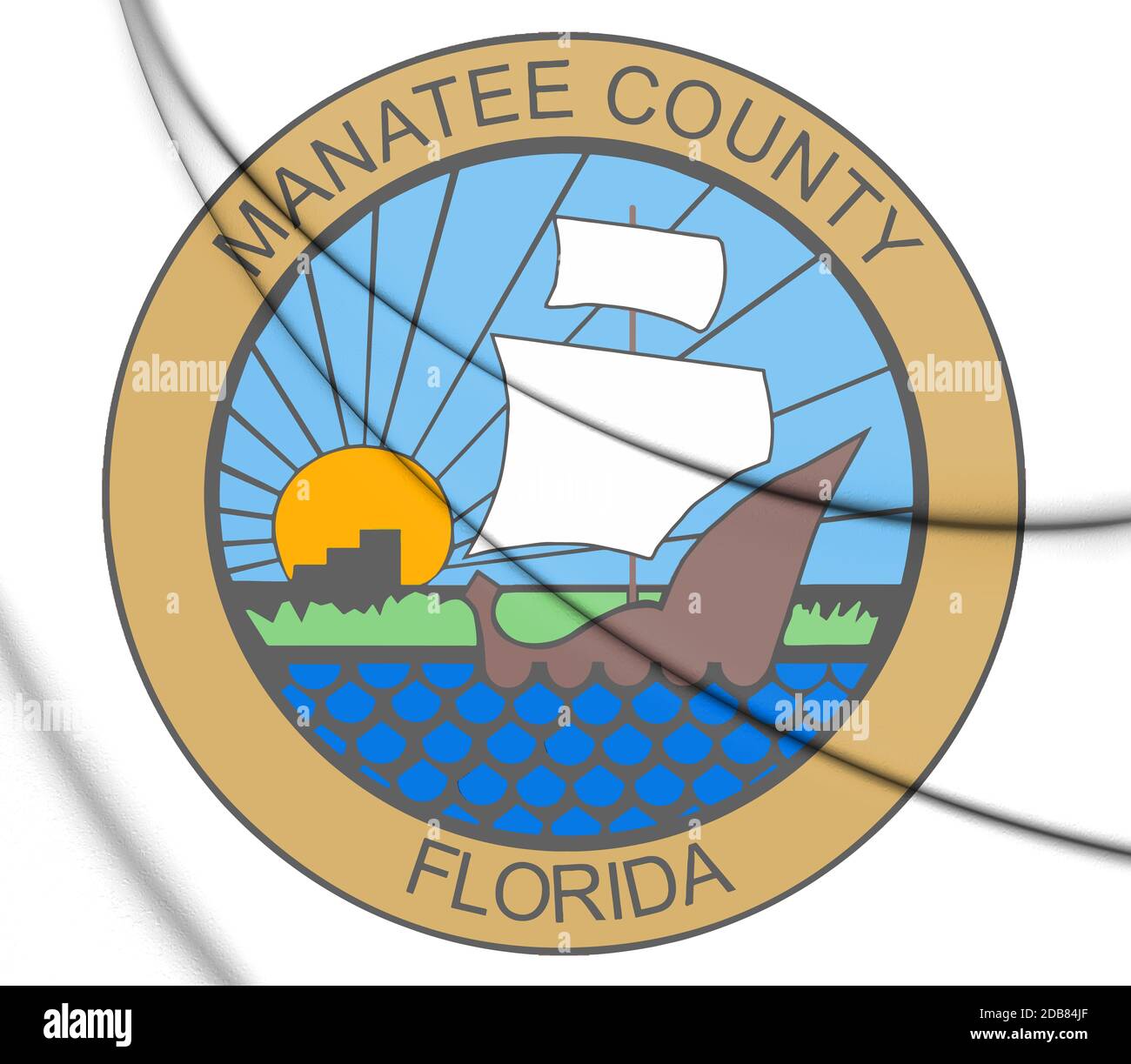 3D-Siegel von Manatee County (Bundesstaat Florida), USA. 3D-Illustration. Stockfoto