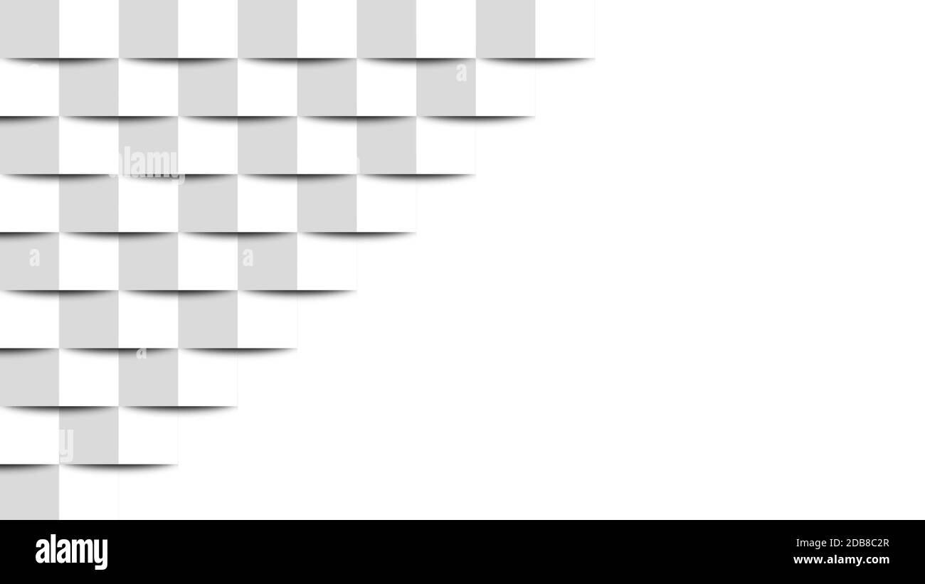 Abstrakter Hintergrund - Trennwand von quadratischen grafischen Elementen in weißer Farbe - Leerraum für Ihren Text Stockfoto