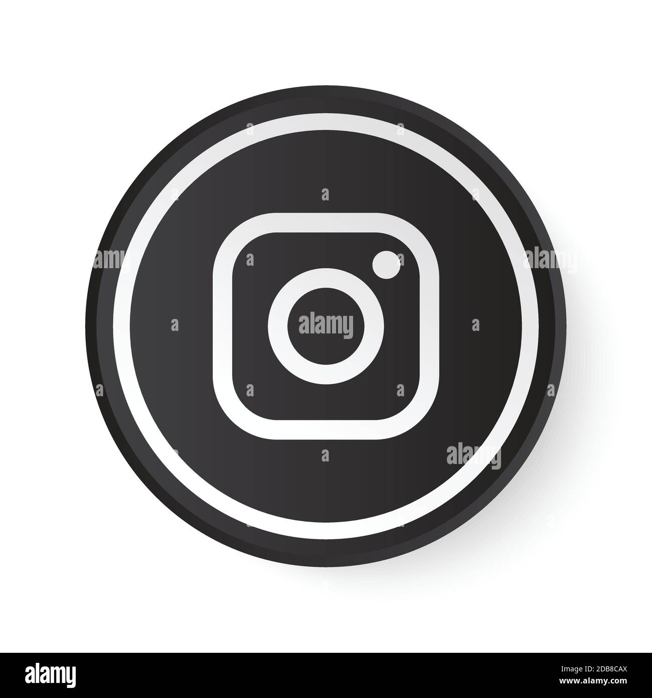 Instagram Kreis schwarze Taste mit weißem Logo. Social Media-Symbol mit modernem Design für weißen Hintergrund. 3D Runde Vorlage mit schöner Form Stock Vektor
