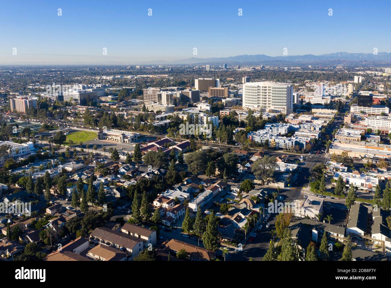 Luftaufnahme der Innenstadt von Santa Ana Kalifornien einschließlich der Bundes gerichtsgebäude Stockfoto