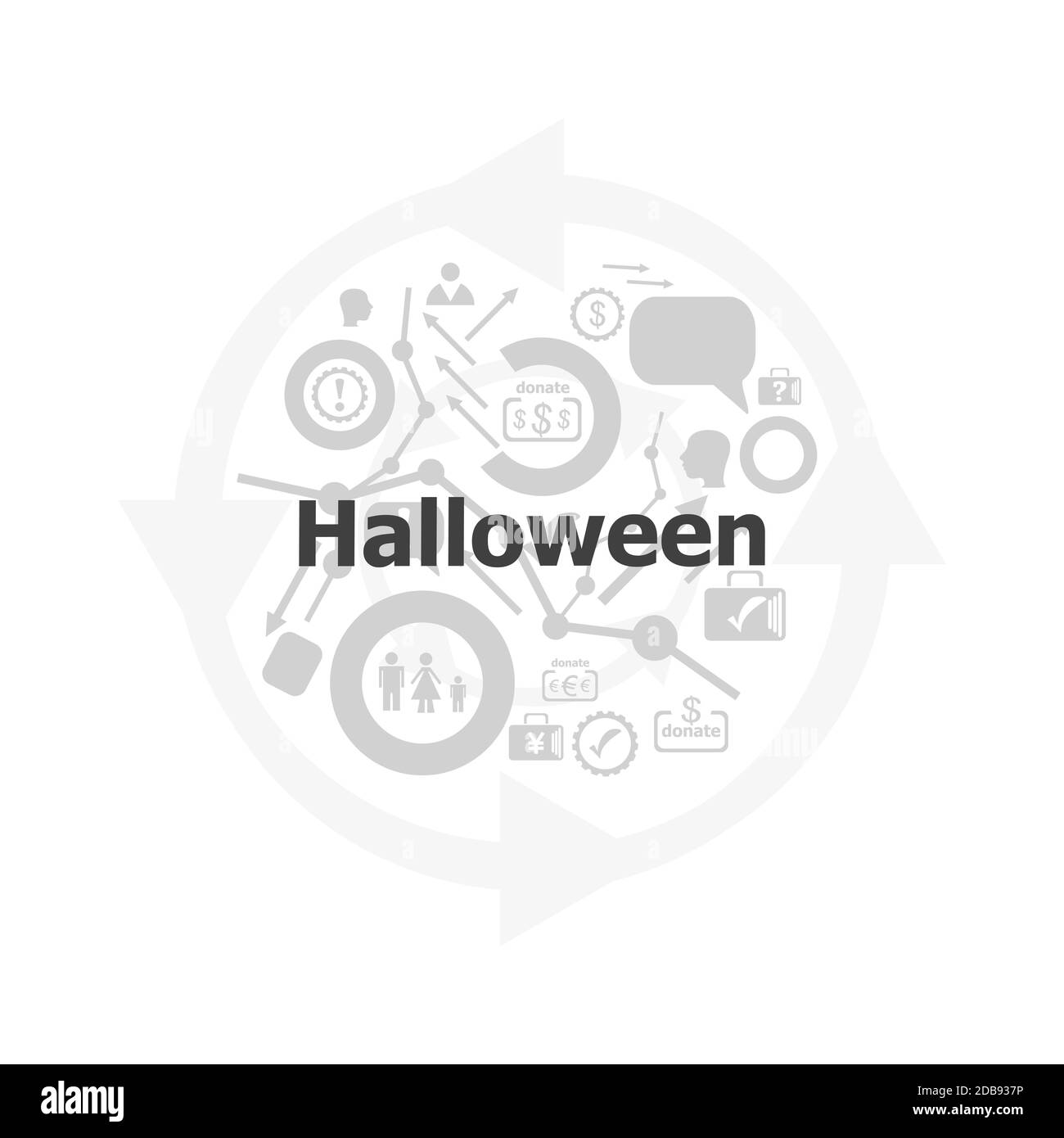 Text Halloween auf digitalem Hintergrund. Urlaubskonzept . Symbol- und Tasteneinstellung Stockfoto