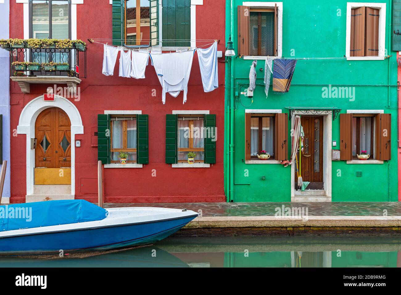 Haus in Burano, Venedig nach der Flut Stockfoto