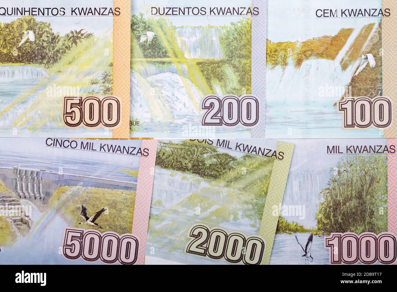 Währung von Angola - Kwanza ein Hintergrund Stockfoto