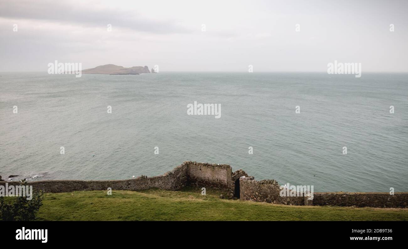 Blick auf die wilde Insel von Ireland Eye in Howth Bay, Irland Stockfoto