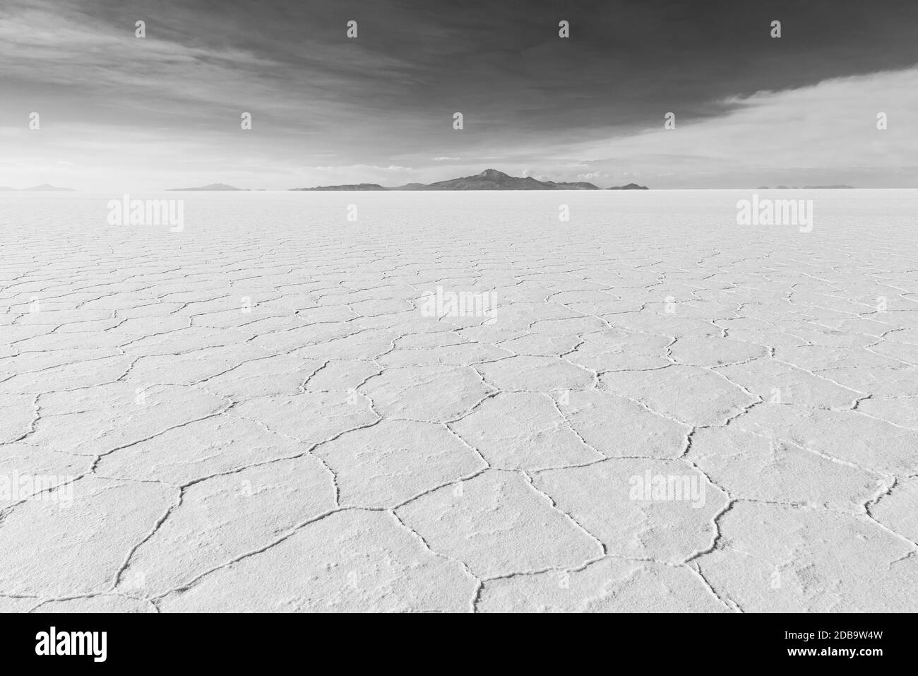 Uyuni Salz flache Wüste in schwarz und weiß, Bolivien. Stockfoto