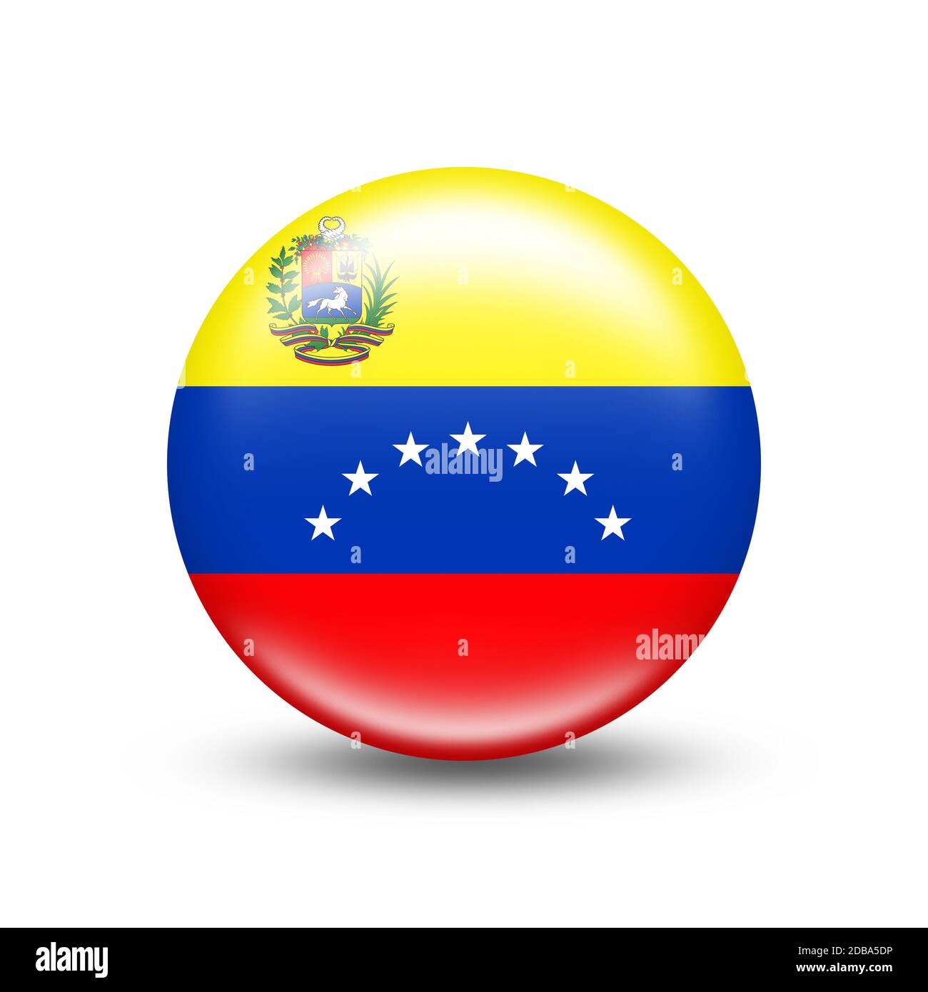 Venezuela Landesflagge in Kugel mit weißem Schatten - Illustration Stockfoto