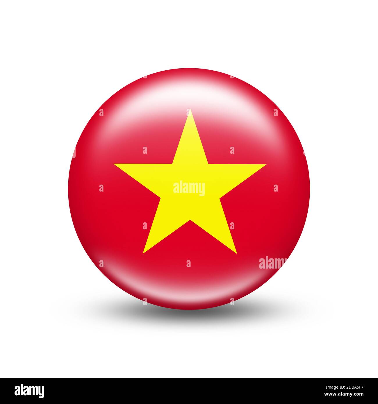 Vietnam-Landesflagge in Kugel mit weißem Schatten - Illustration Stockfoto