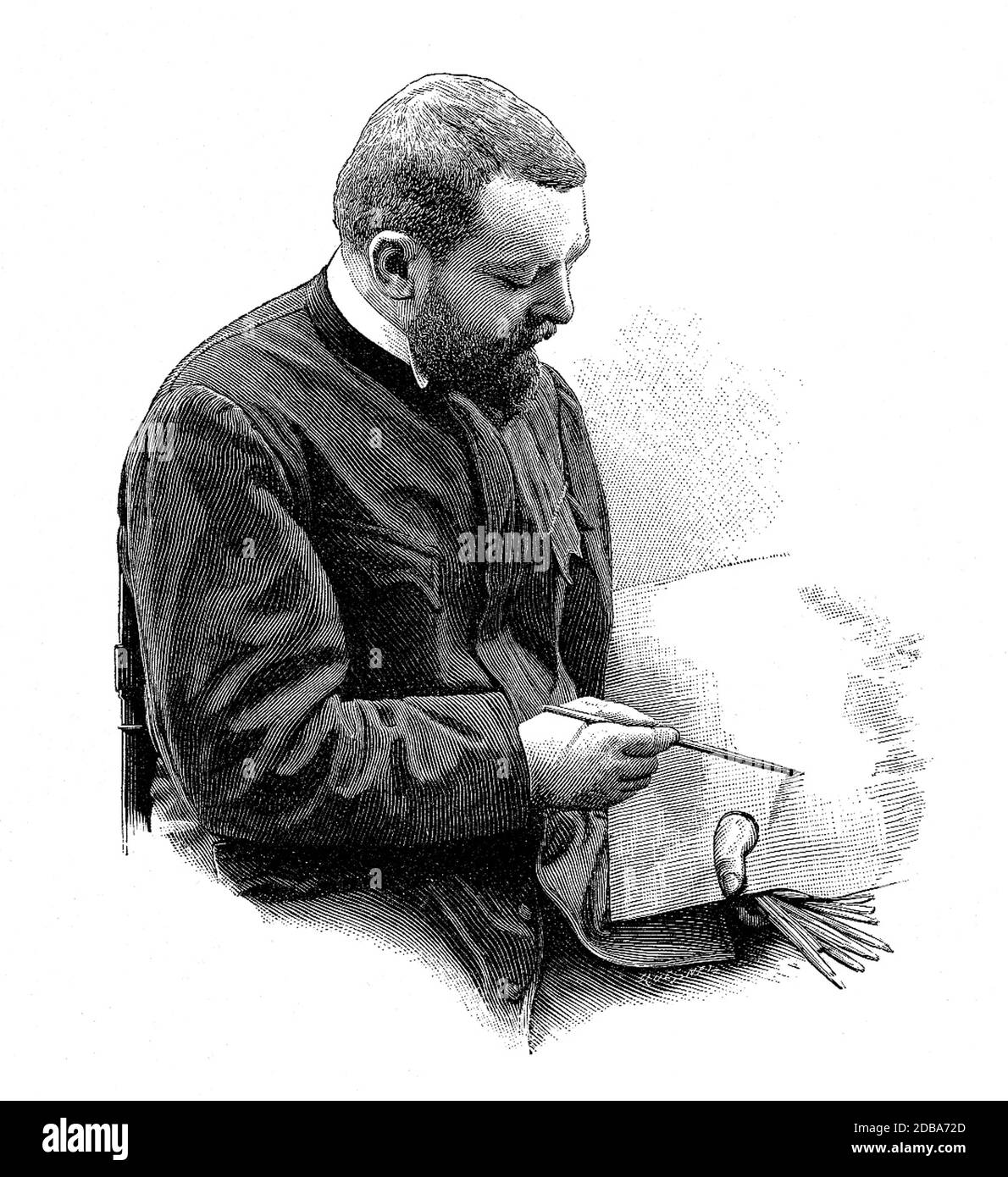 1896 ca , PARIS , FRANKREICH : der französische Maler HENRI GERVEX ( 1852 - 1929 ). Unbekannter Graveur .- KUNST - ARTE - PITTURA - Malerei - PITTORE - Künstler - artista - Portrait - ritratto - barba - Bart - Palette - tavolozza --- ARCHIVIO GBB Stockfoto