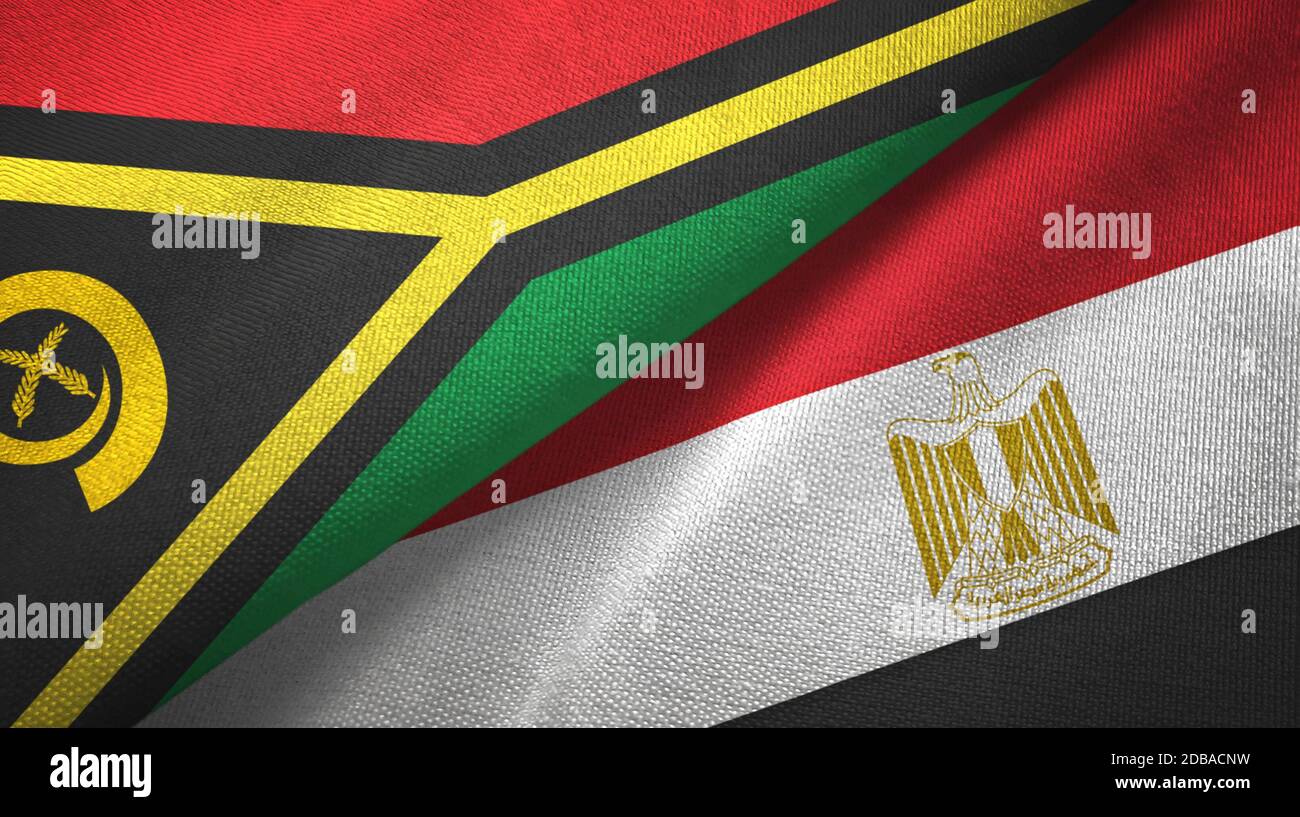 Vanuatu und Ägypten zwei Flaggen Textiltuch Stockfoto