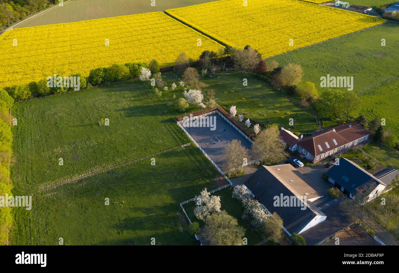 Luftaufnahme der Bauernhoflandschaft von Remagen Deutschland Natur Stockfoto