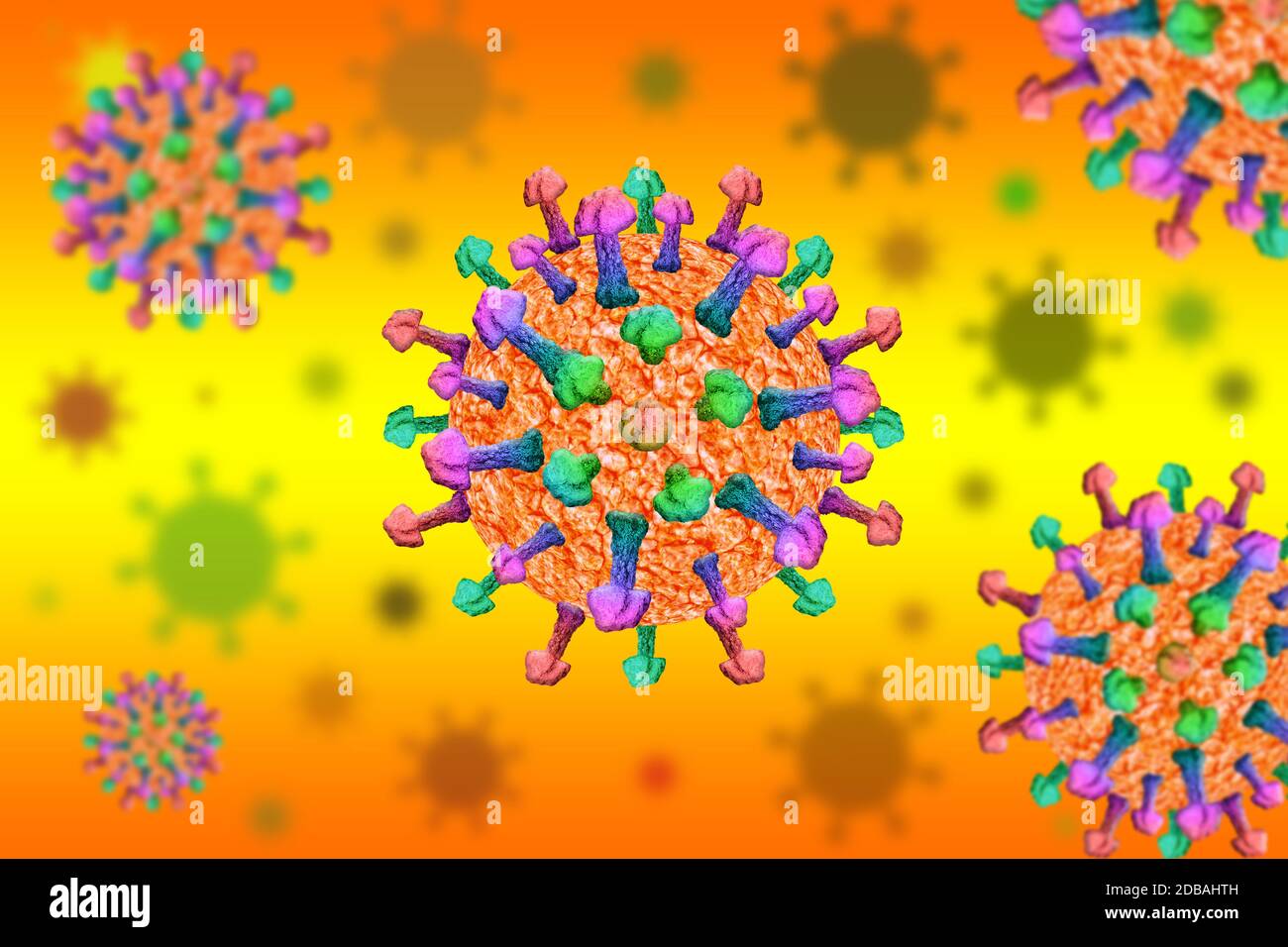 Ansteckender Coronavirus-Ausbruch und Coronaviren Influenza medizinische Krise als gefährliche Grippesteim Fälle oder Pandemie öffentlichen Gesundheitsrisiko Stockfoto