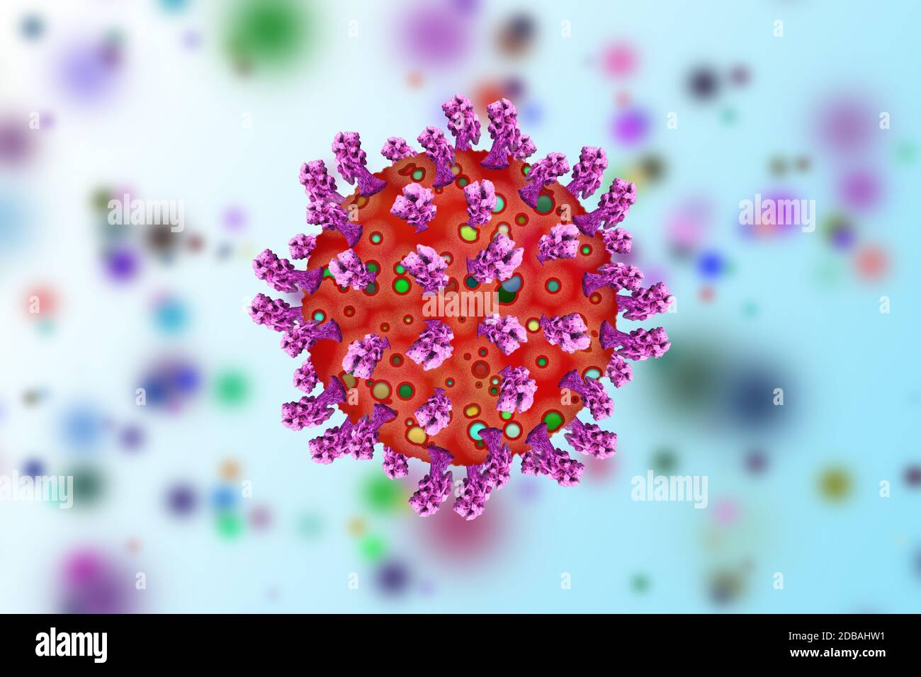 Ansteckender Coronavirus-Ausbruch und Coronaviren Influenza medizinische Krise als gefährliche Grippesteim Fälle oder Pandemie öffentlichen Gesundheitsrisiko Stockfoto