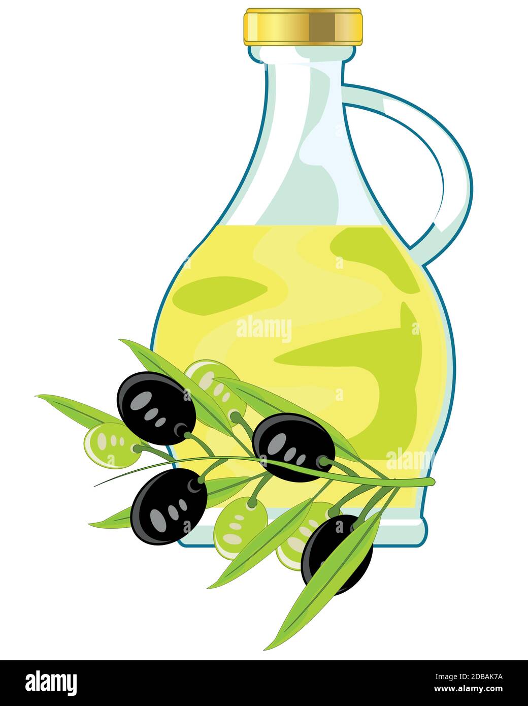 Zweig mit Oliven und Butter in Glas Krug Stock Vektor