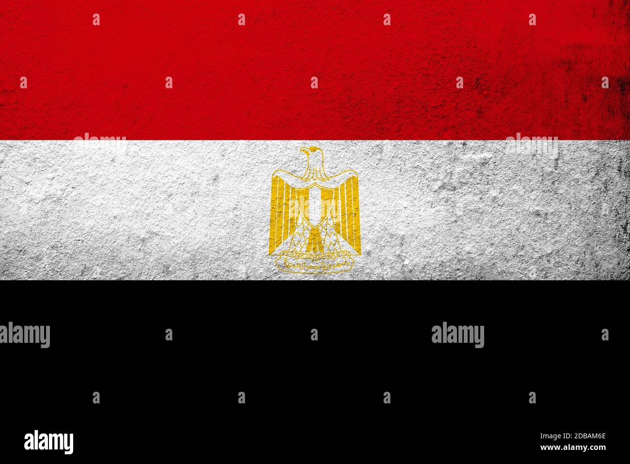 Nationalflaggen der Arabischen Republik Ägypten. Grunge Hintergrund Stockfoto