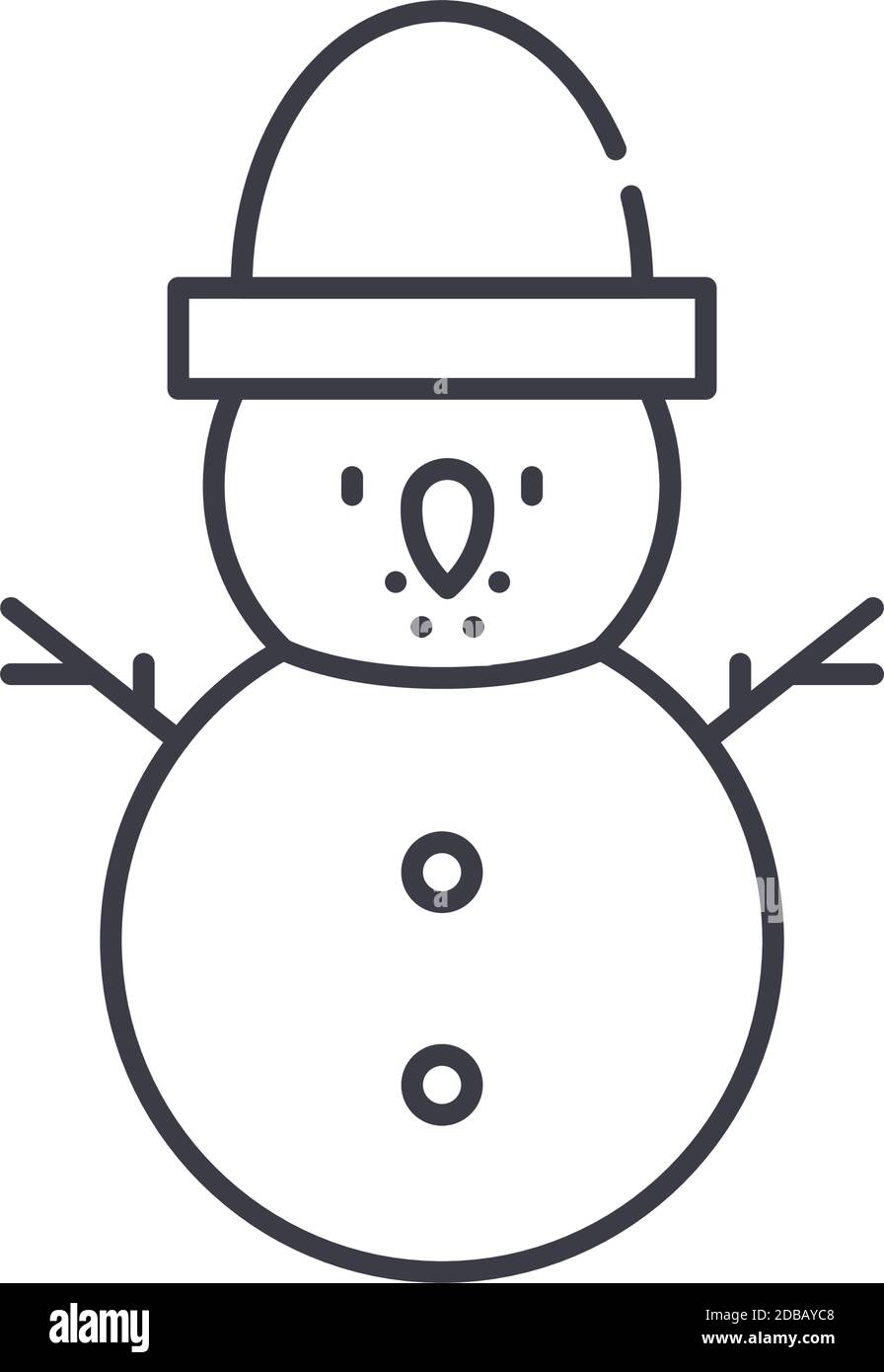 Schneemann Symbol, lineare isolierte Illustration, dünne Linie Vektor, Web-Design-Zeichen, Kontur Konzept Symbol mit editierbaren Strich auf weißem Hintergrund. Stock Vektor