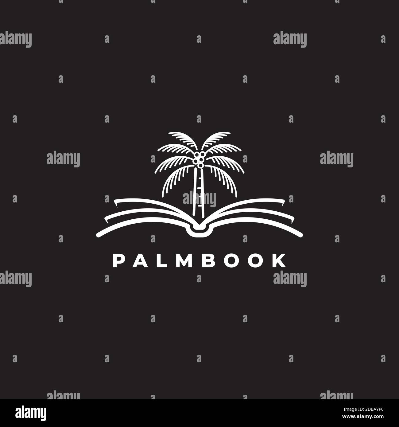 Buch mit Palme Logo Design Symbol Vektor Vorlage Stock Vektor