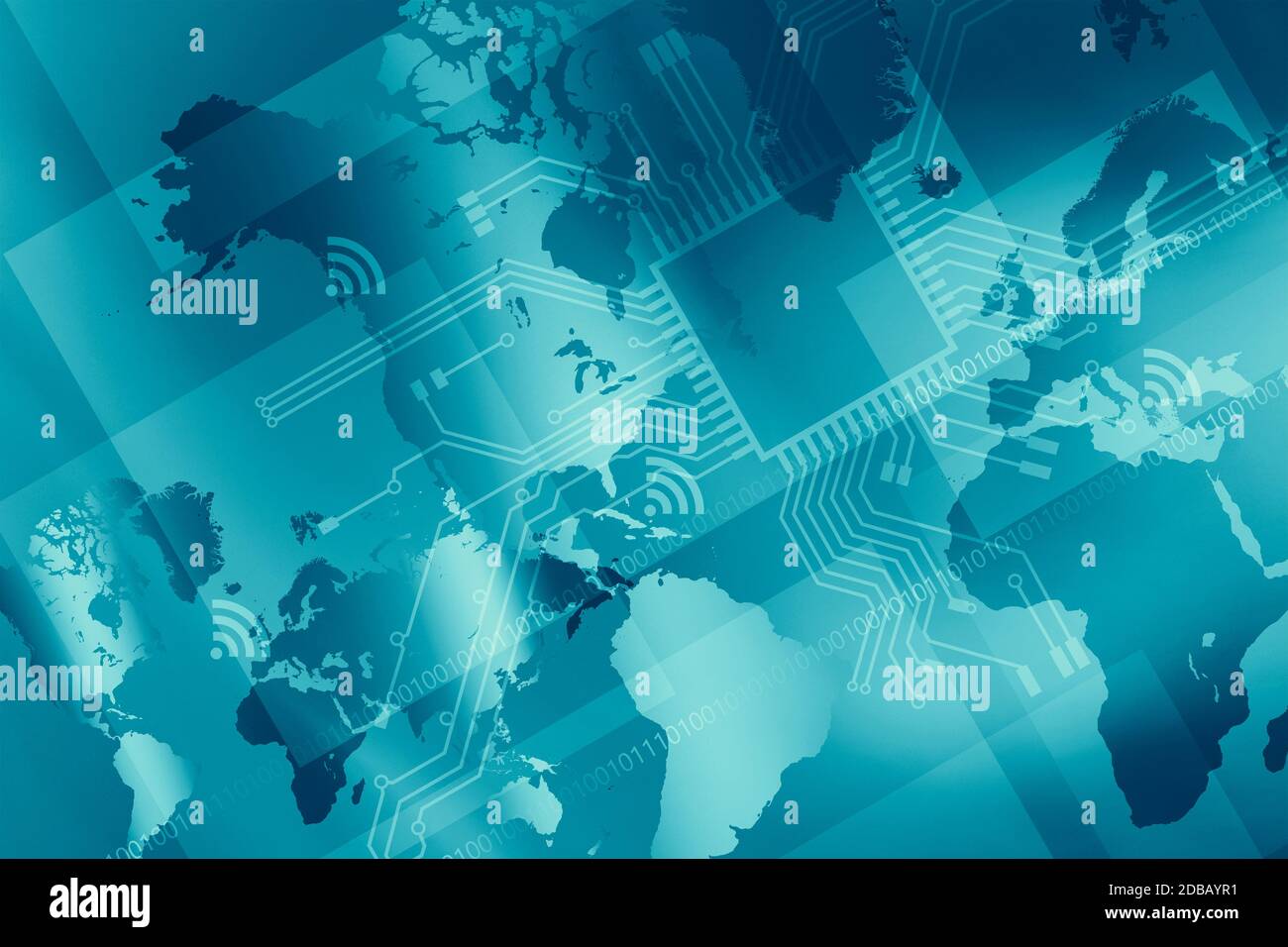 Türkis abstrakte digitale Weltkarte Stockfoto