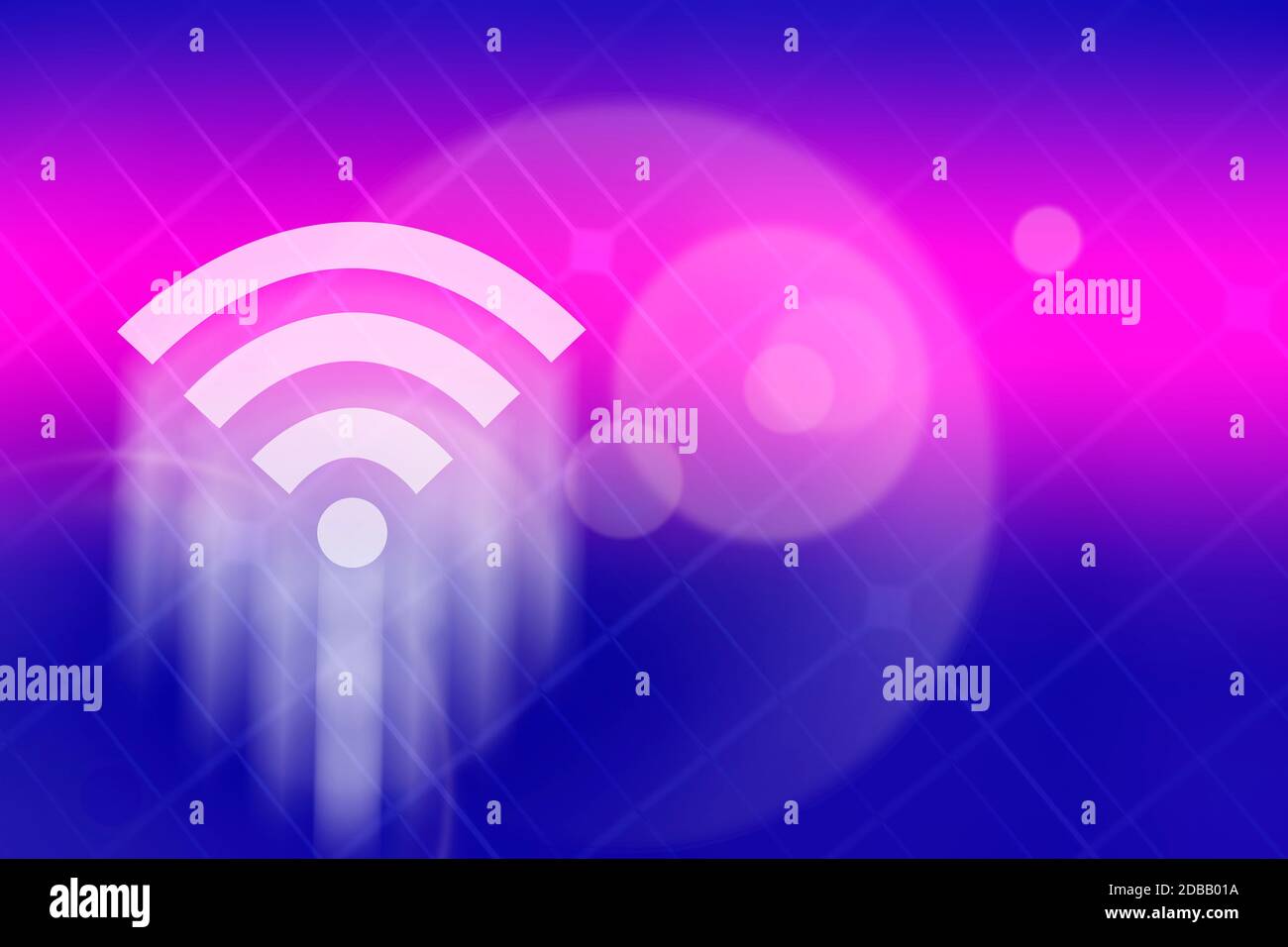 WiFi-Symbol vor farbigem Hintergrund Stockfoto