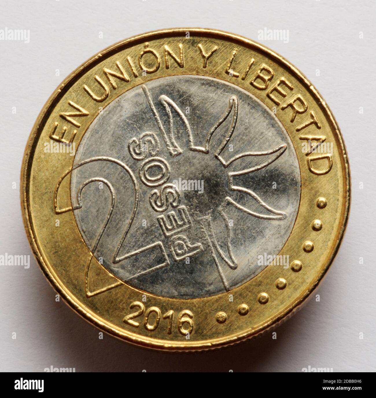 Münzen des argentinischen Pesos Stockfoto
