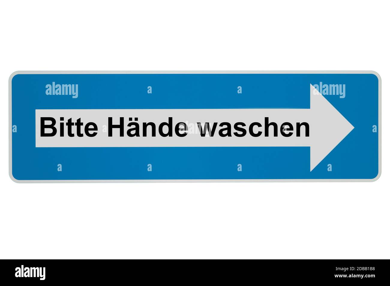 Konzept: Hände waschen bedeutet in deutscher Sprache Hände waschen - Pfeil Road Schild auf weißem Hintergrund Stockfoto