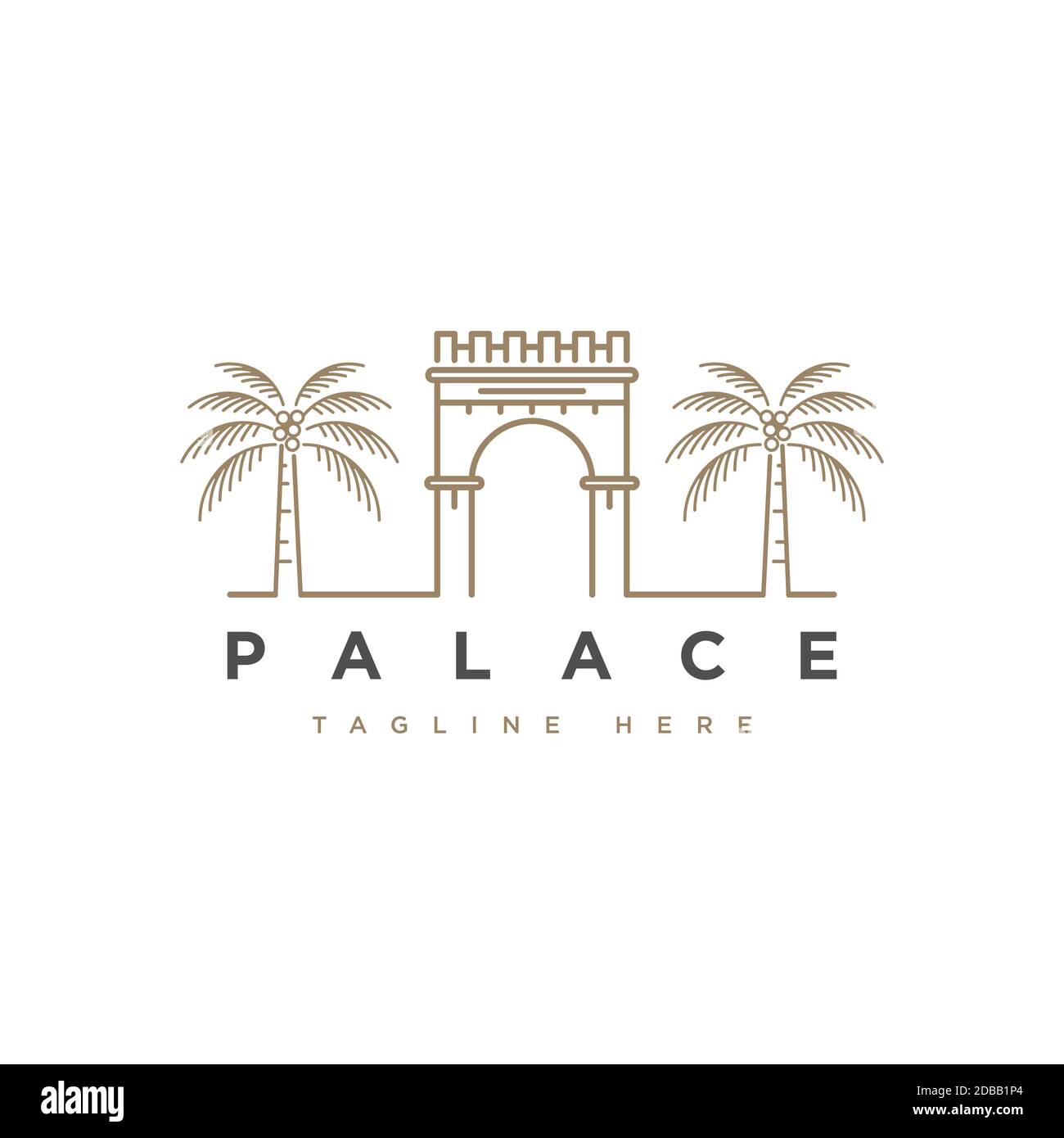 Palast mit Palmenlogo Design Symbol Vektor Vorlage Stock Vektor