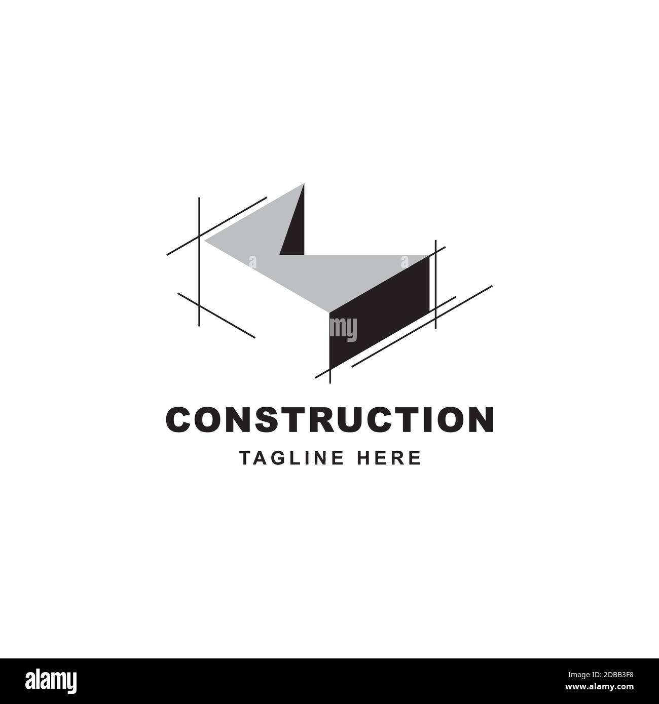 Konstruktion Logo-Design mit Buchstabe K-Form Symbol. Anfangsbuchstabe K auf Gebäudesymbol Stock Vektor