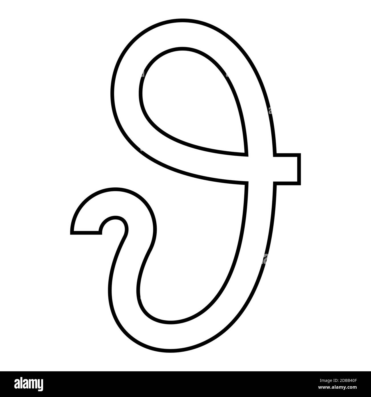 Theta griechisch Symbol Teta Zeta Symbol umreißen schwarze Farbe Vektor Illustration flachen Stil einfaches Bild Stockfoto