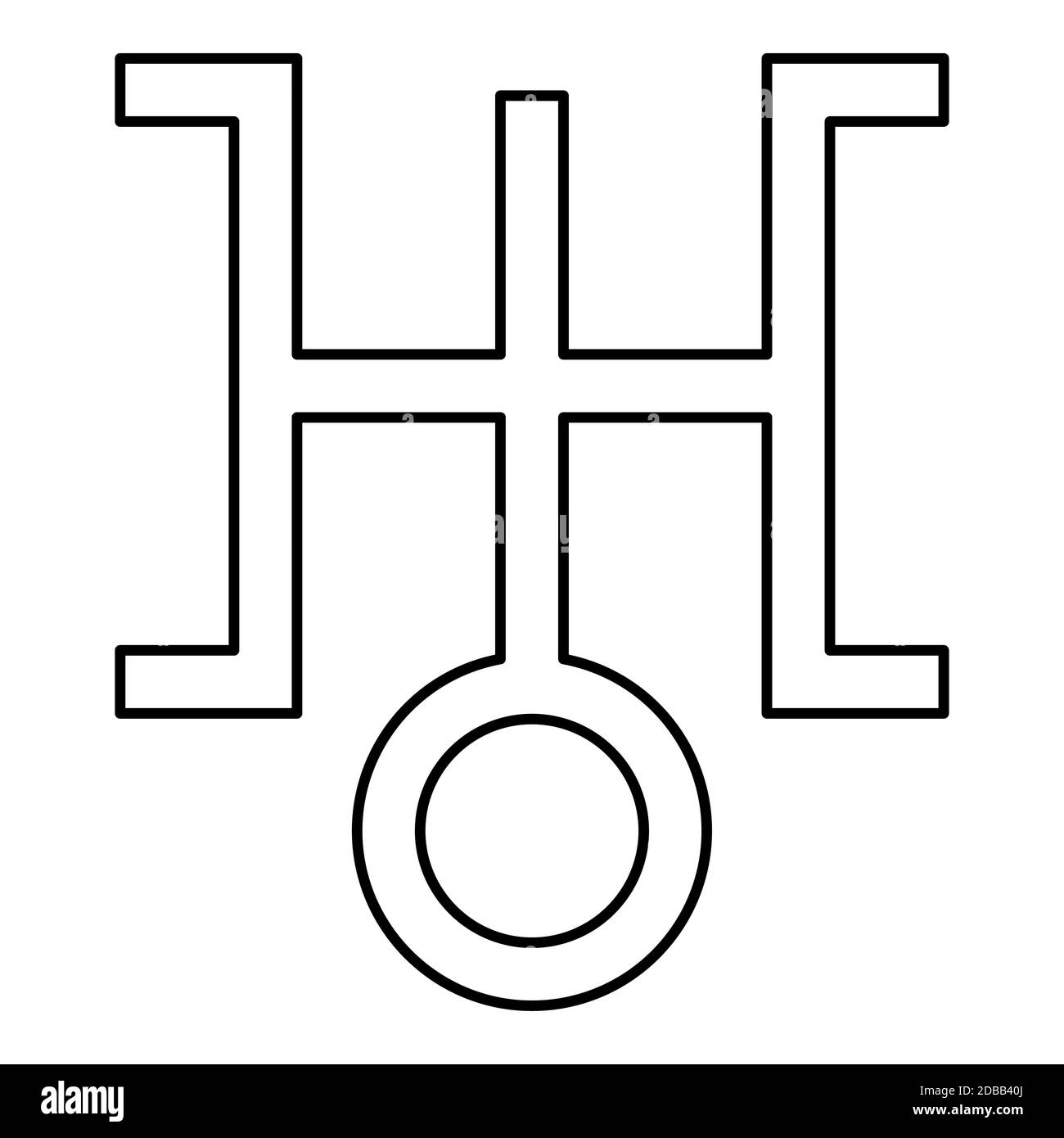 Symbol uranus Symbol umreißen schwarz Farbe Vektor Illustration flach Stil einfaches Bild Stockfoto