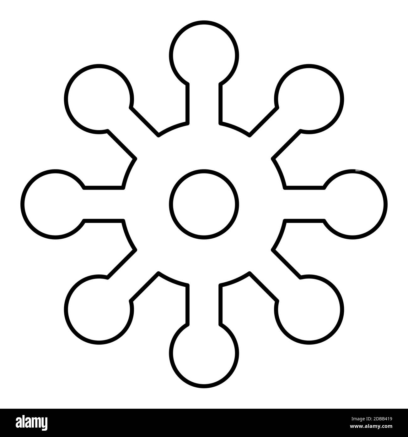 Virus Corona Infaction Coronavirus COVID-19 Infektion Virologie Symbol umreißen schwarze Farbe Vektor Illustration flachen Stil einfaches Bild Stockfoto