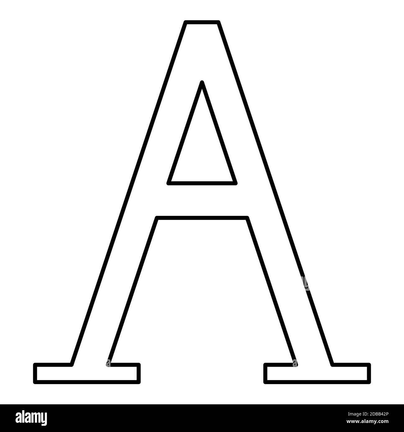 Alpha griechisch Symbol Großbuchstaben Großbuchstaben Schrift Symbol Umriss schwarz Farbe Vektor Illustration flach Stil einfaches Bild Stockfoto