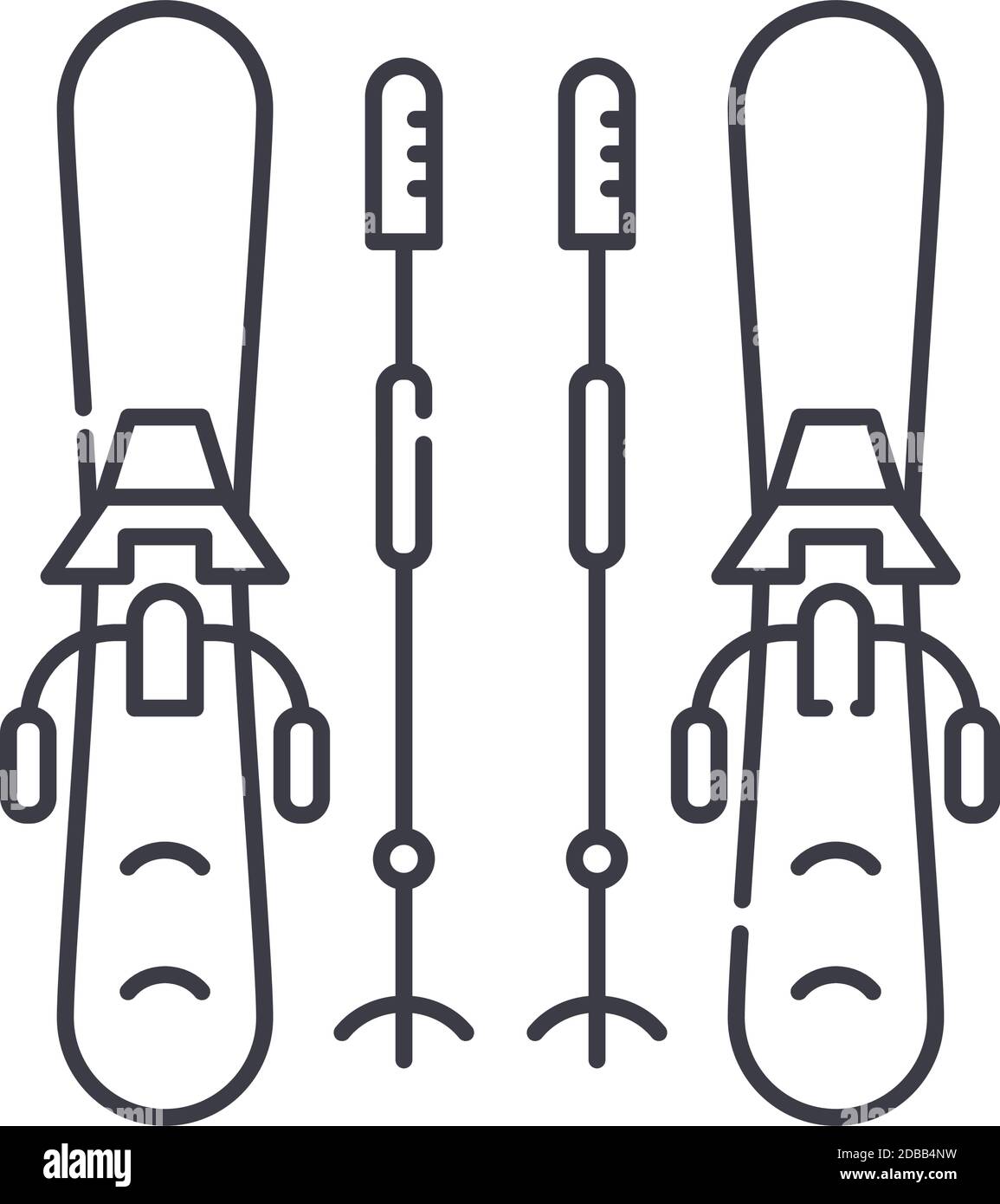 Snow Ski Symbol, lineare isolierte Illustration, dünne Linie Vektor