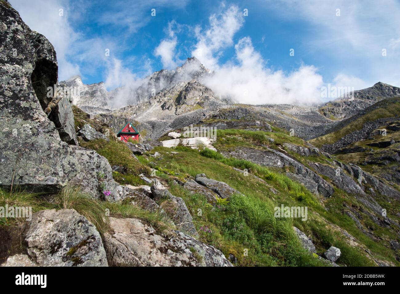 Gold Mint Hut, Gold Mint Trail, Hatcher Pass Recreation Area, Alaska Stockfoto