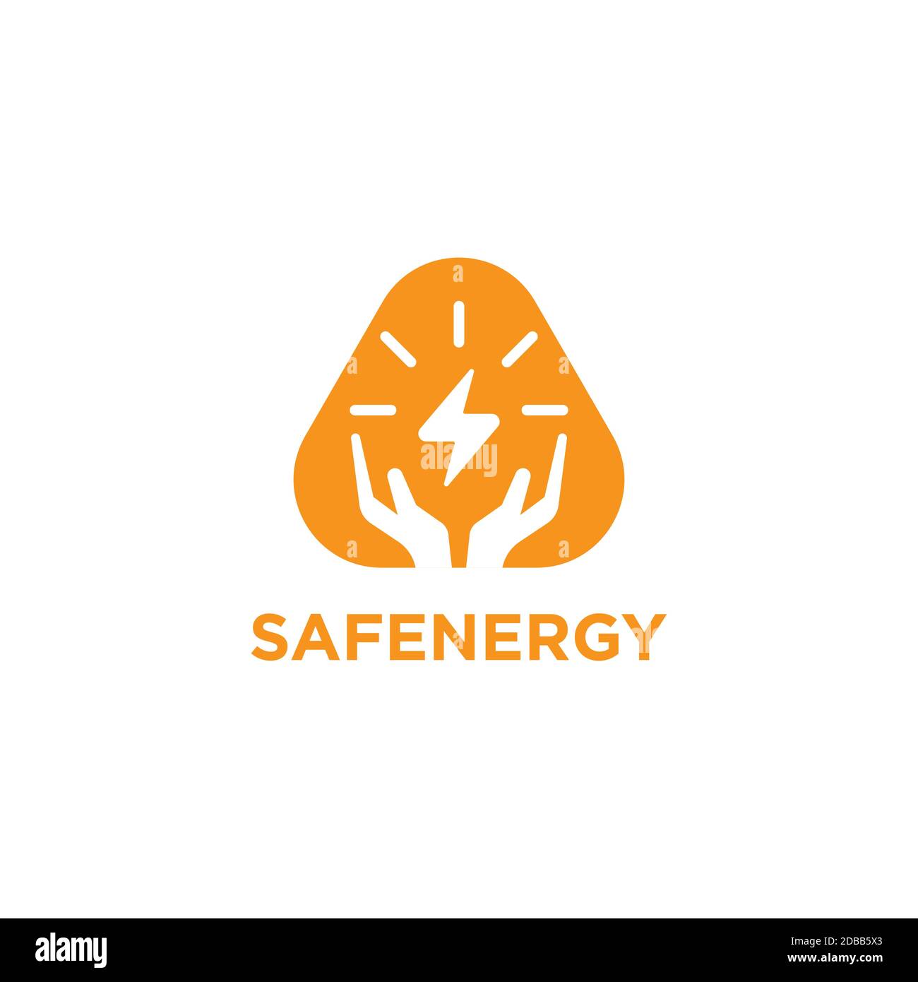 Hand mit Donner Symbol Vektor Vorlage.Energie Logo Design Illustration. Stock Vektor