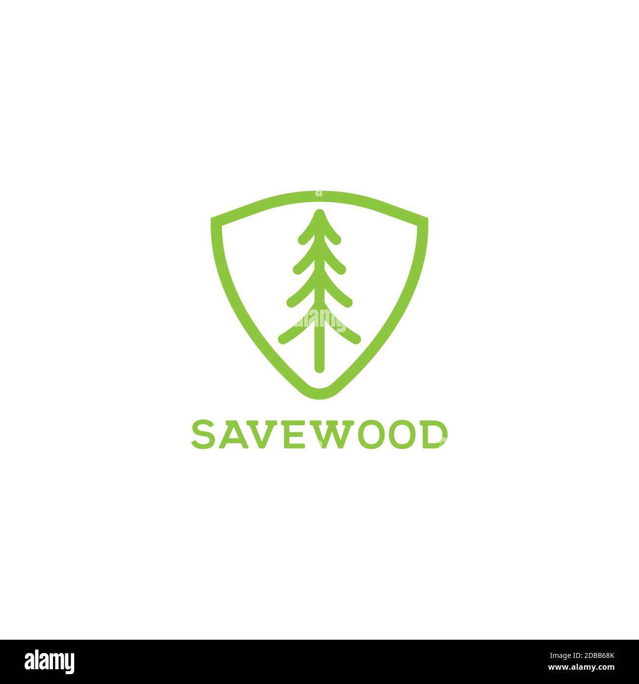 Speichern Holz Illustration Logo Design Vektor Vorlage.Schild mit Baum-Symbol Stock Vektor