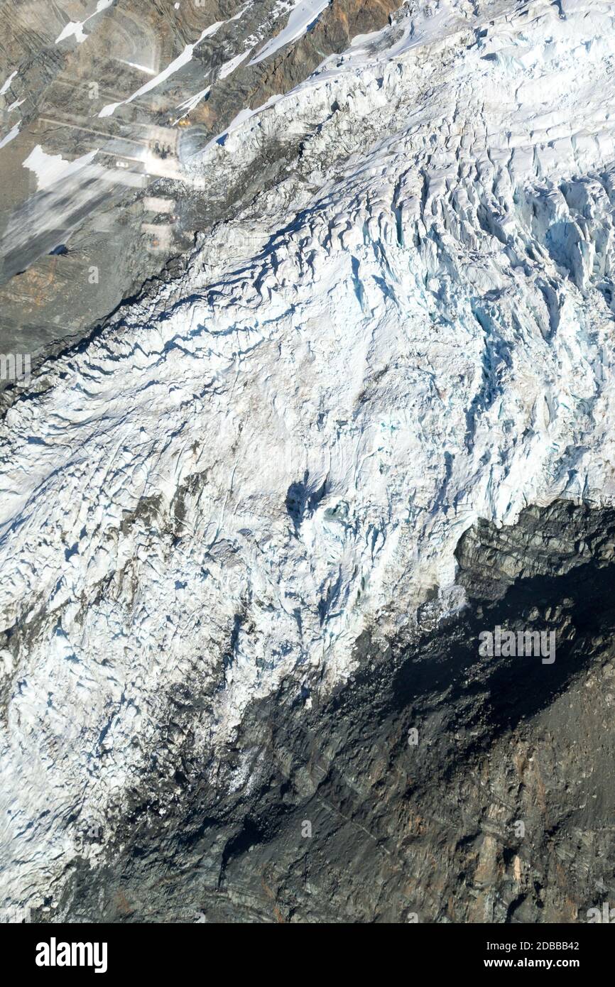 Mount Cook, Neuseeland. Flugfahrt zu einem komplett von Eis und Schnee bedeckten Gebiet. Ozeanien. Stockfoto