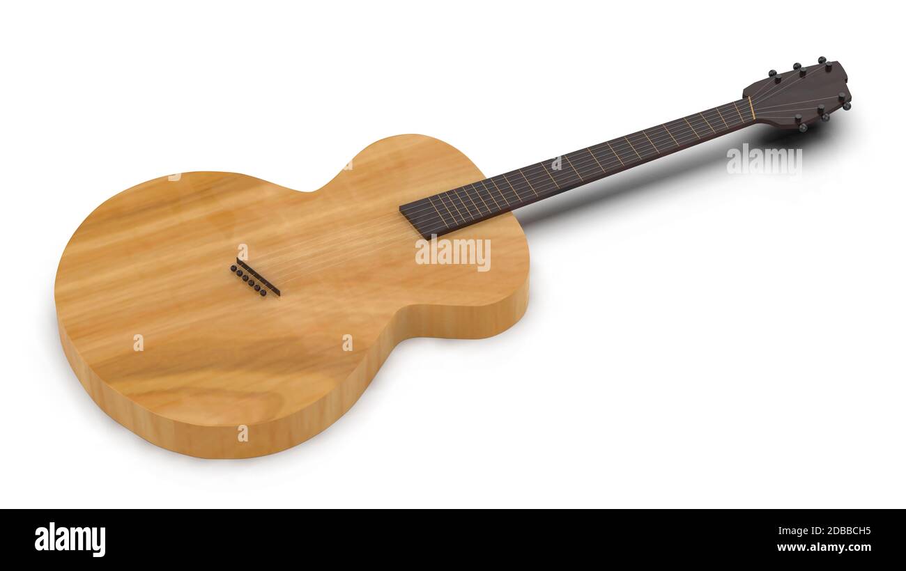 Das 3d Rendering von realistischer Gitarre mit wihte Hintergrund Stockfoto