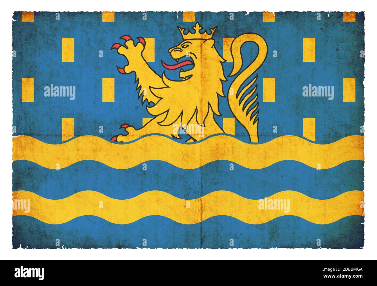 Flagge des französischen Departements Doubs im Grunge-Stil Stockfoto